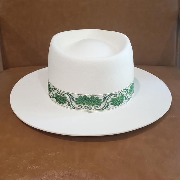 Lack Of Color White Hat with Green Band - Picture 7 of 14